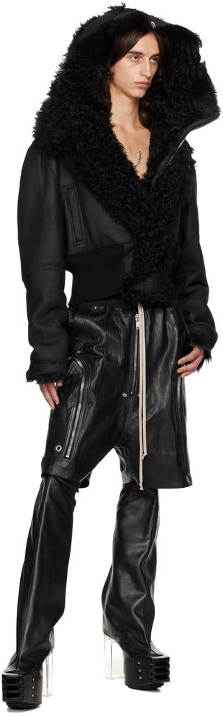 Shop Black Porterville Cropped Alice Reversible Shearling Bomber