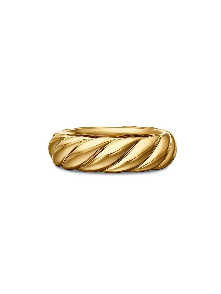 David Yurman Sculpted Cable Band Ring In 18K Yellow Gold