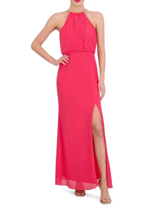 Vince Camuto Slit Halter Blouson Gown 1