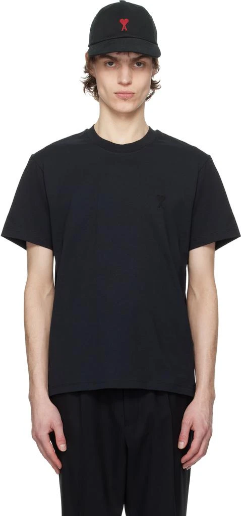 AMI Black Cotton Ami de Coeur T-shirt 1