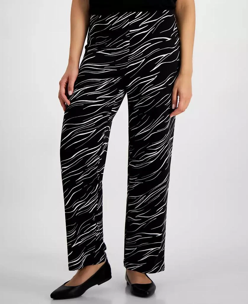 Petite Printed Wide-Leg Pull-On Knit Pants, Created for Macy's