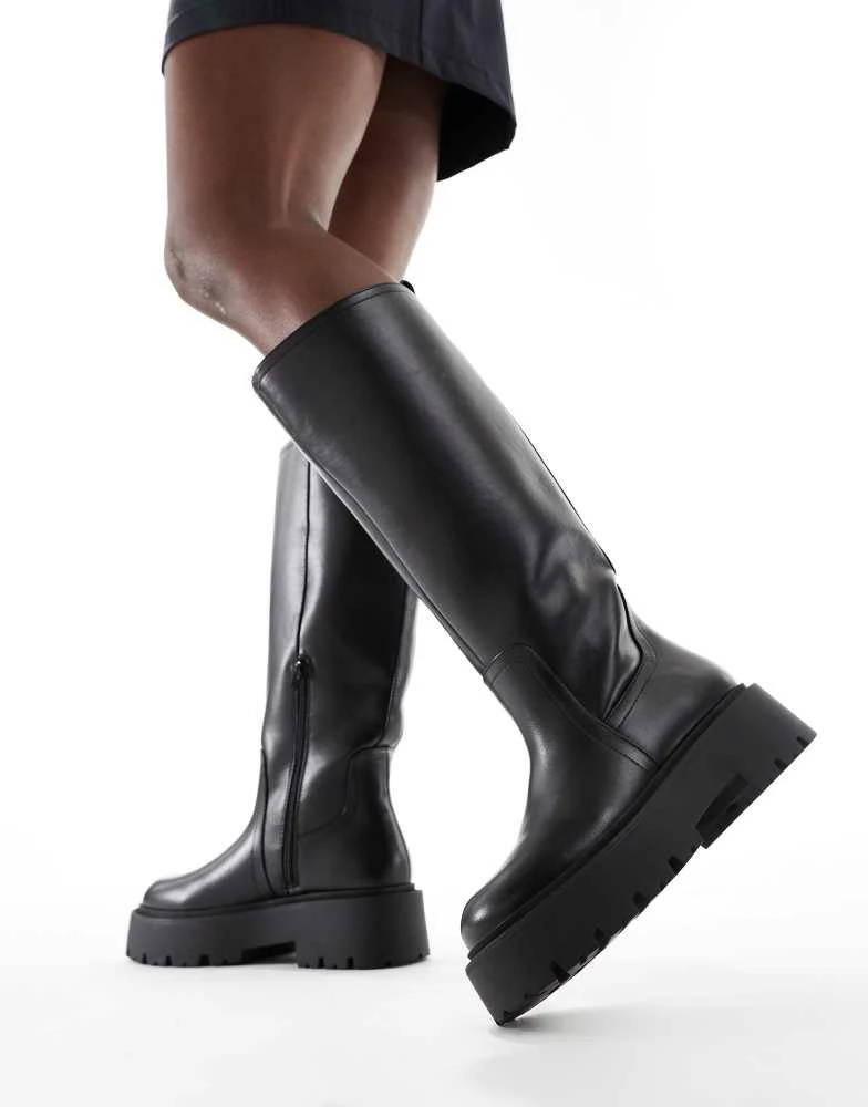 ASOS ASOS DESIGN Carmen chunky flat knee boots in black 1