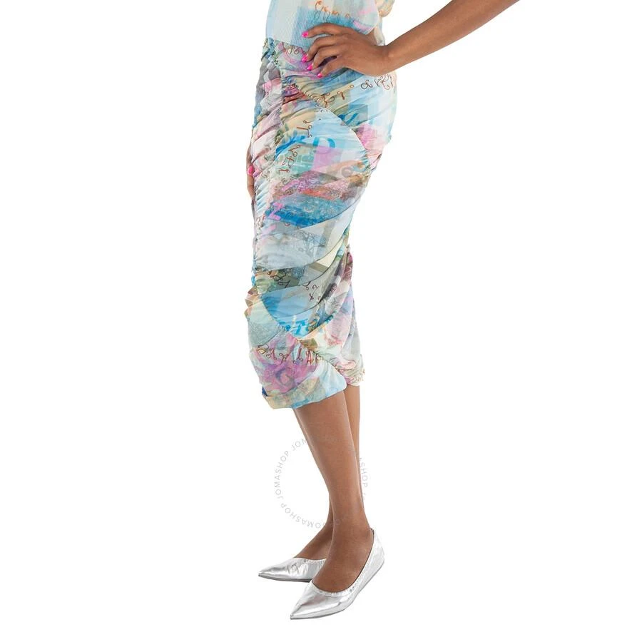 Ganni Ladies Wild Orchid Wild Orchid-Print Ruched Midi Skirt 2