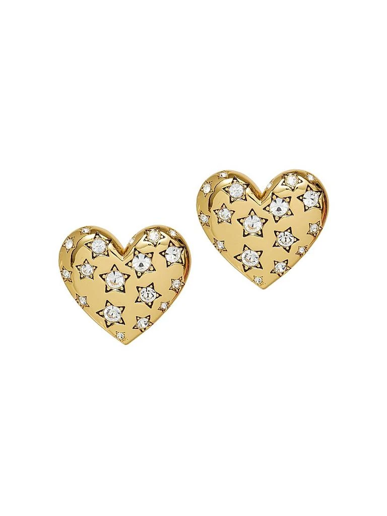 Lele Sadoughi Celestial Heart Button 14K-Gold-Plated
Crystal Earrings