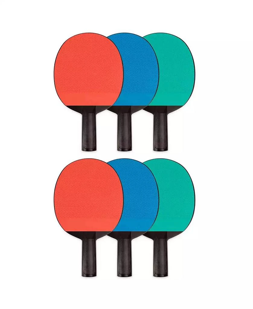 Champion Sports Plastic Rubber Face Table Tennis Paddle, Set of 6 1