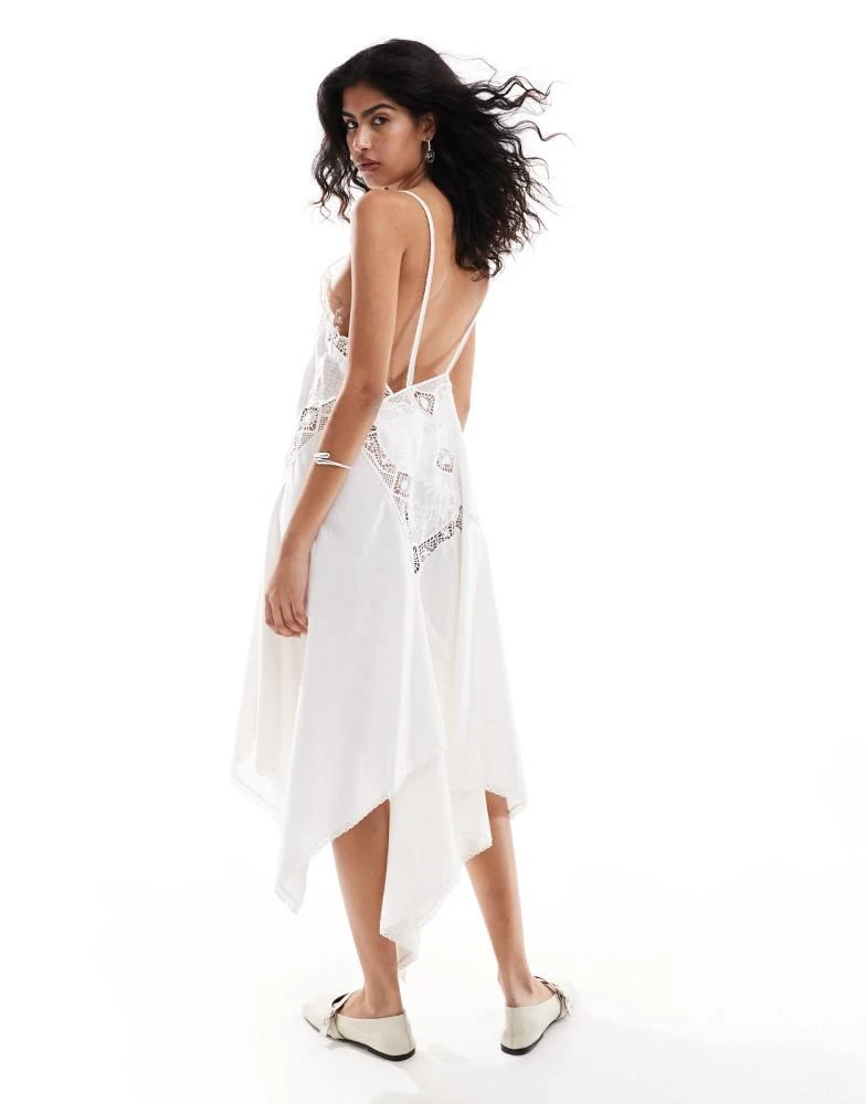 Mango Mango Selection hanky hem crochet dress in cream 1