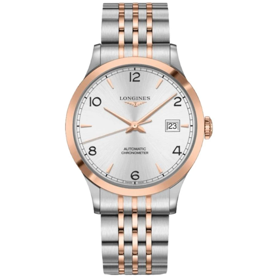 Longines Record Chronometer Automatic Silver Dial 18K Rose Gold Plated Steel Men's Watch L2.821.5.76.7 1