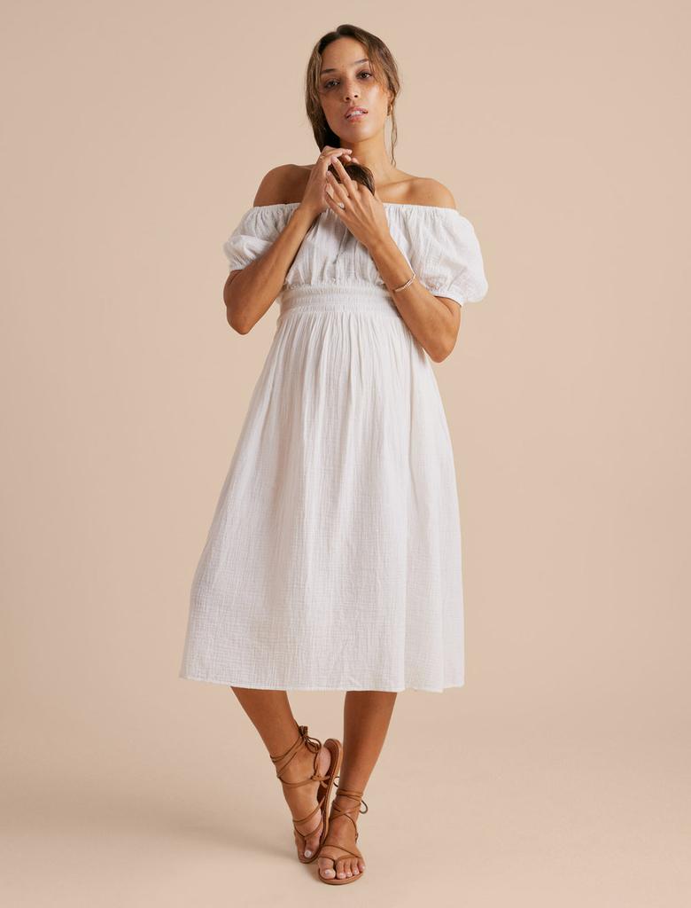 A Pea in the Pod Cinched Square Neck Maternity Dress