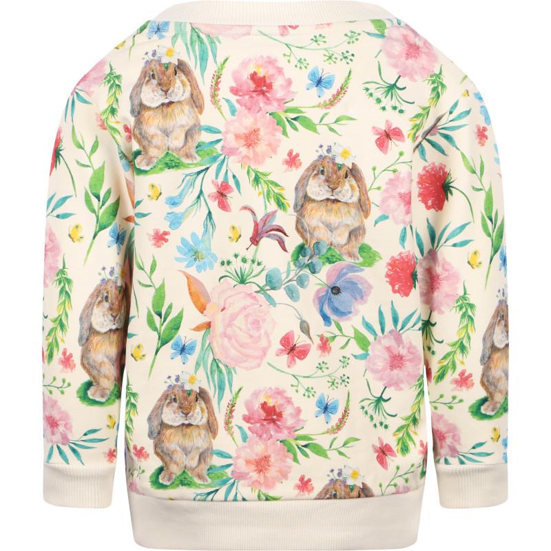 Rock Your Baby Bunny and flowers logo sweatshirt in off white