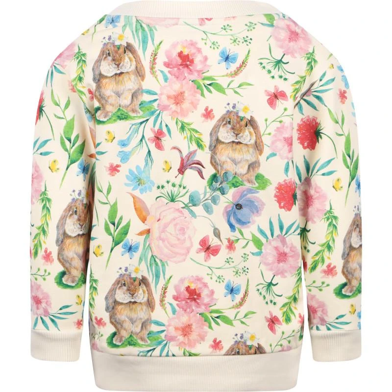 Rock Your Baby Bunny and flowers logo sweatshirt in off white 2