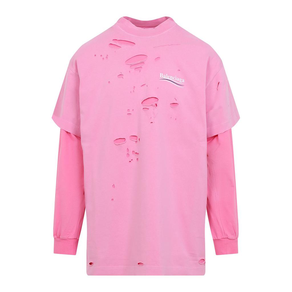 Balenciaga Pink Political Campaign Long Sleeve Layered T
