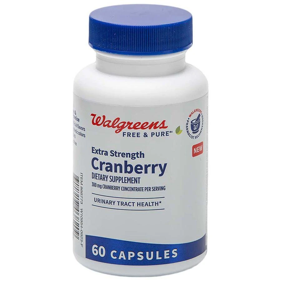 Walgreens Free & Pure Extra Strength Cranberry Supplement 300 mg Capsules for Urinary Tract Health 1