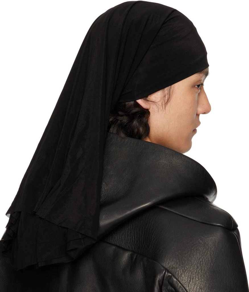 Rick Owens Black Hollywood Stretch Cupro Jersey Wig Hat 3