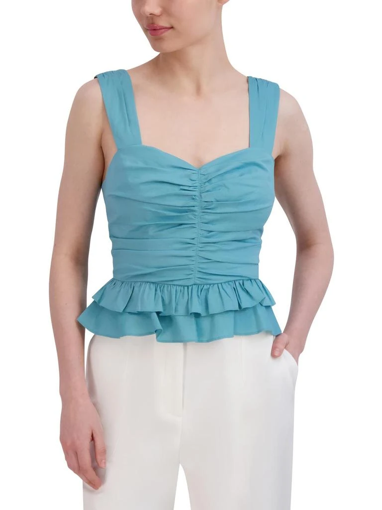 BCBG Womens Cotton Blend Ruched Peplum Top 4