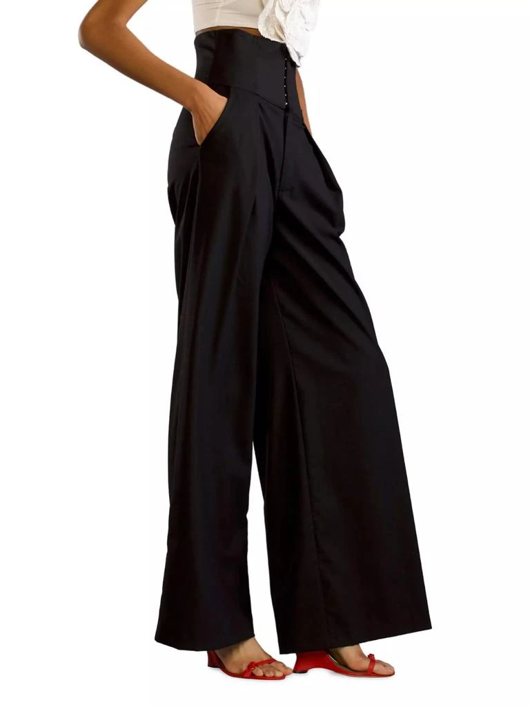 Cynthia Rowley Wool Corset Wide-Leg Pants 3