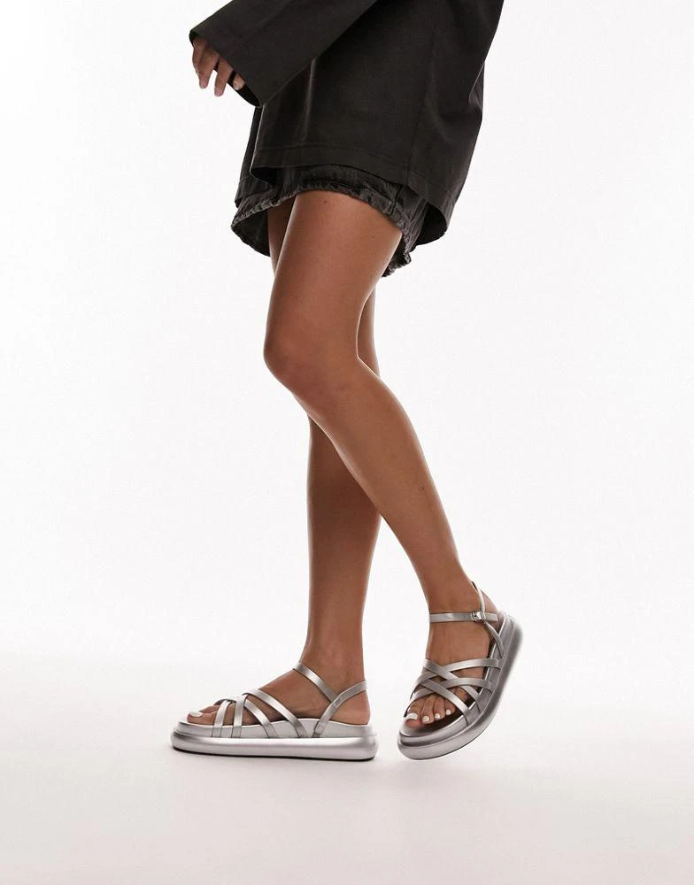 Topshop Topshop Junior strappy flatform sandal in silver 4