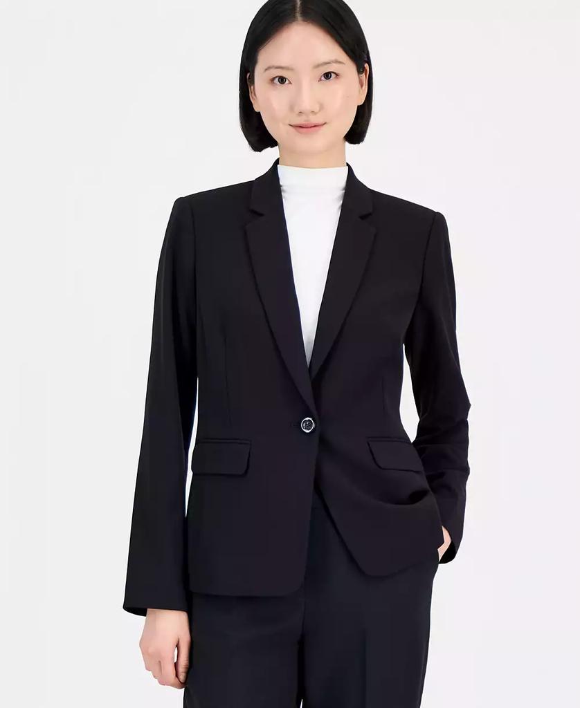 Tahari Women's Notched Collar Convertible Elastic Sleeve One-Button Blazer