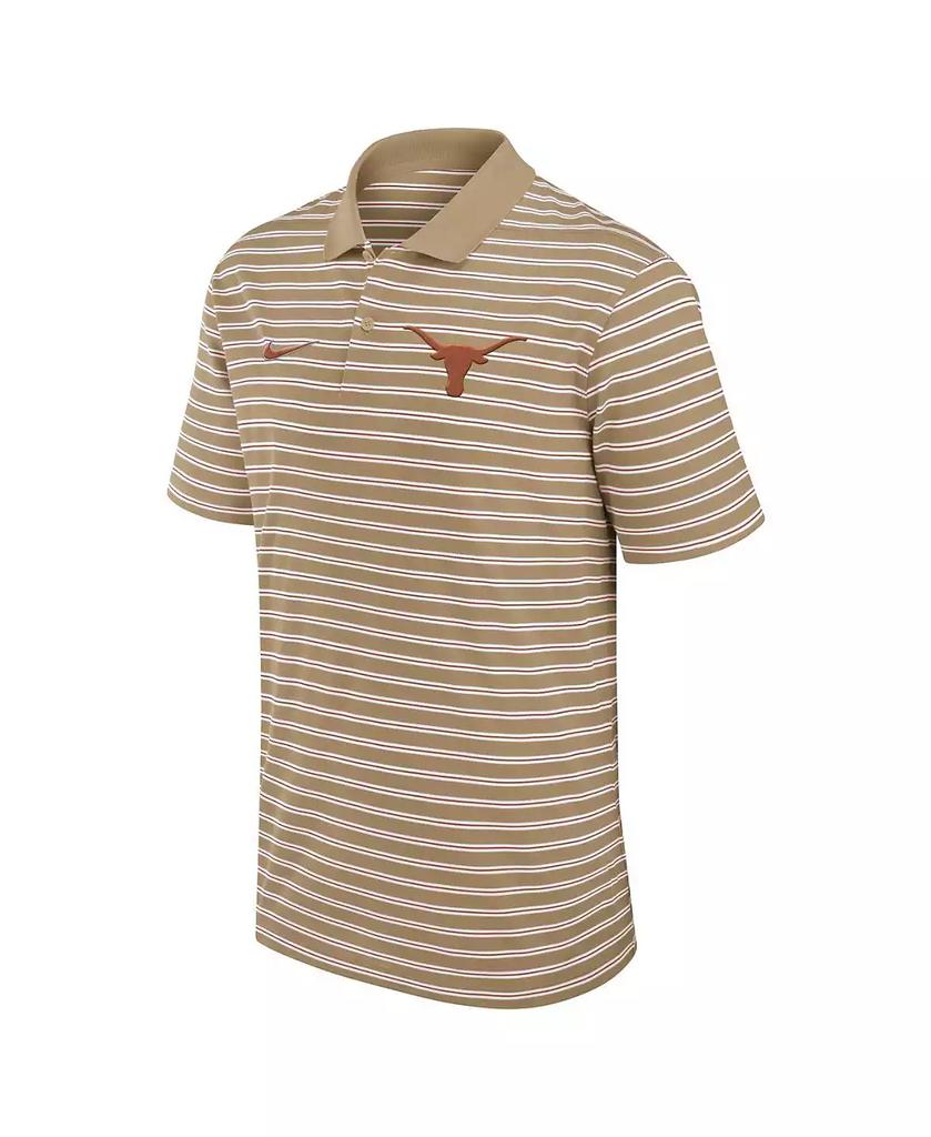 NIKE Men's Tan Texas Longhorns Athletic Prep Striped Performance Polo Shirt