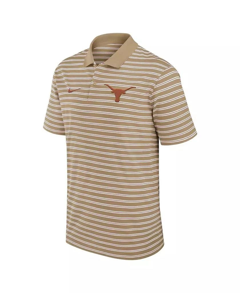 NIKE Men's Tan Texas Longhorns Athletic Prep Striped Performance Polo Shirt 2