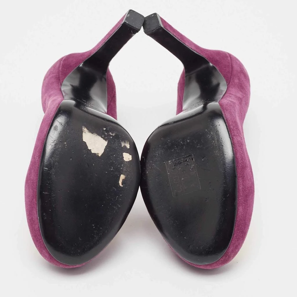 Yves Saint Laurent Yves Saint Laurent Purple Suede Plaque Embellished Round Toe Pumps Size 36.5 6