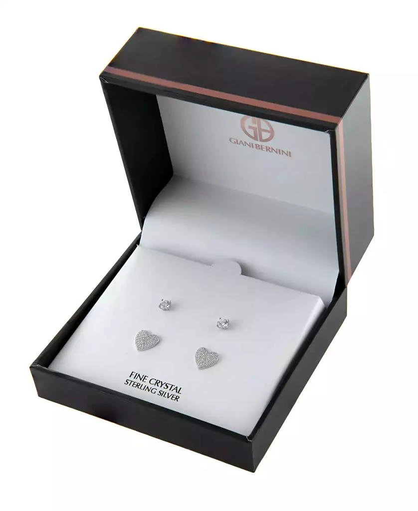 Giani Bernini Gianni Bernini 2-Pair Cubic Zirconia Pave Heart Stud Earrings Set (0.69 ct. t.w.) in Sterling Silver or 18K Gold Over Sterling Silver 3