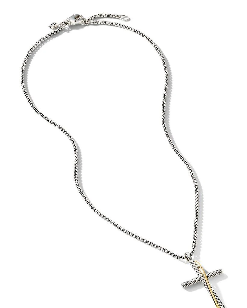 David Yurman Sterling Silver & 18K Yellow Gold Crossover Cross Necklace, 17" 2