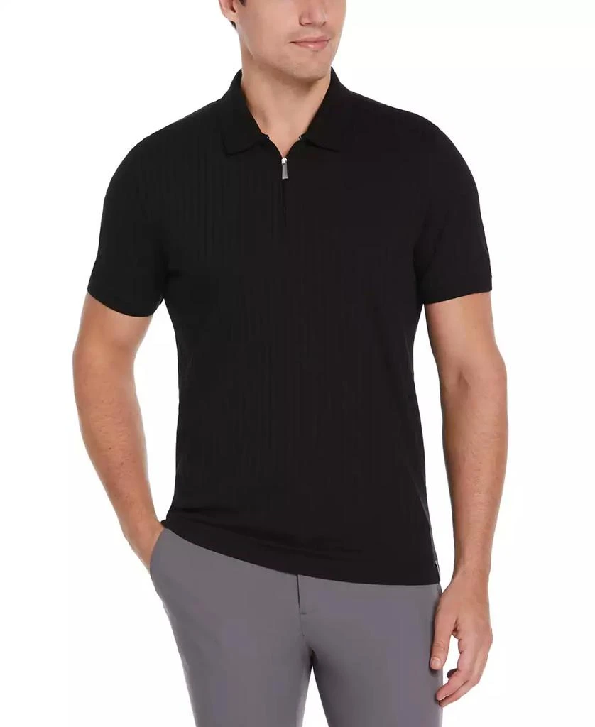 Perry Ellis Men's Slim-Fit Ribbed-Knit 1/4-Zip Polo Shirt 1