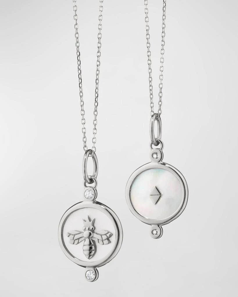 Monica Rich Kosann Sterling Silver Queen Bee Charm Necklace with Mother-of-Pearl and White Sapphires, 18"L 1