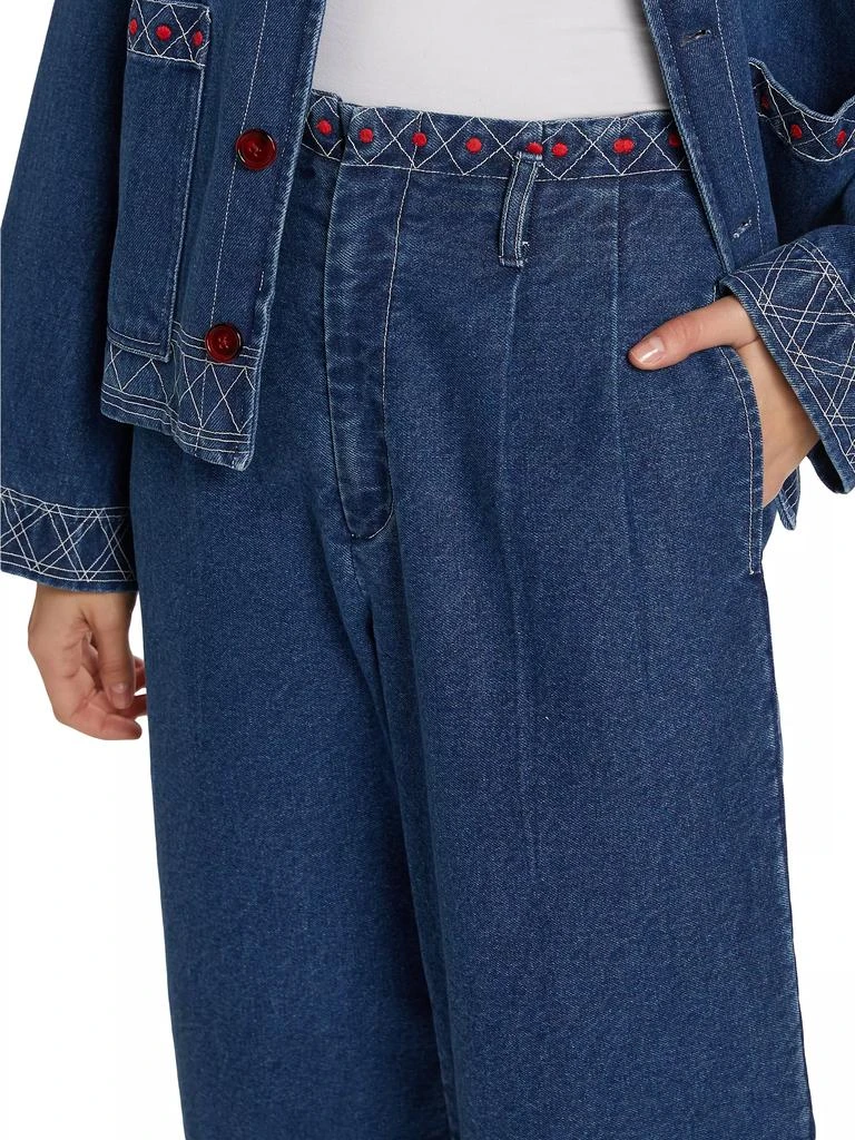 Bode Murray Embroidered Denim Trousers 6