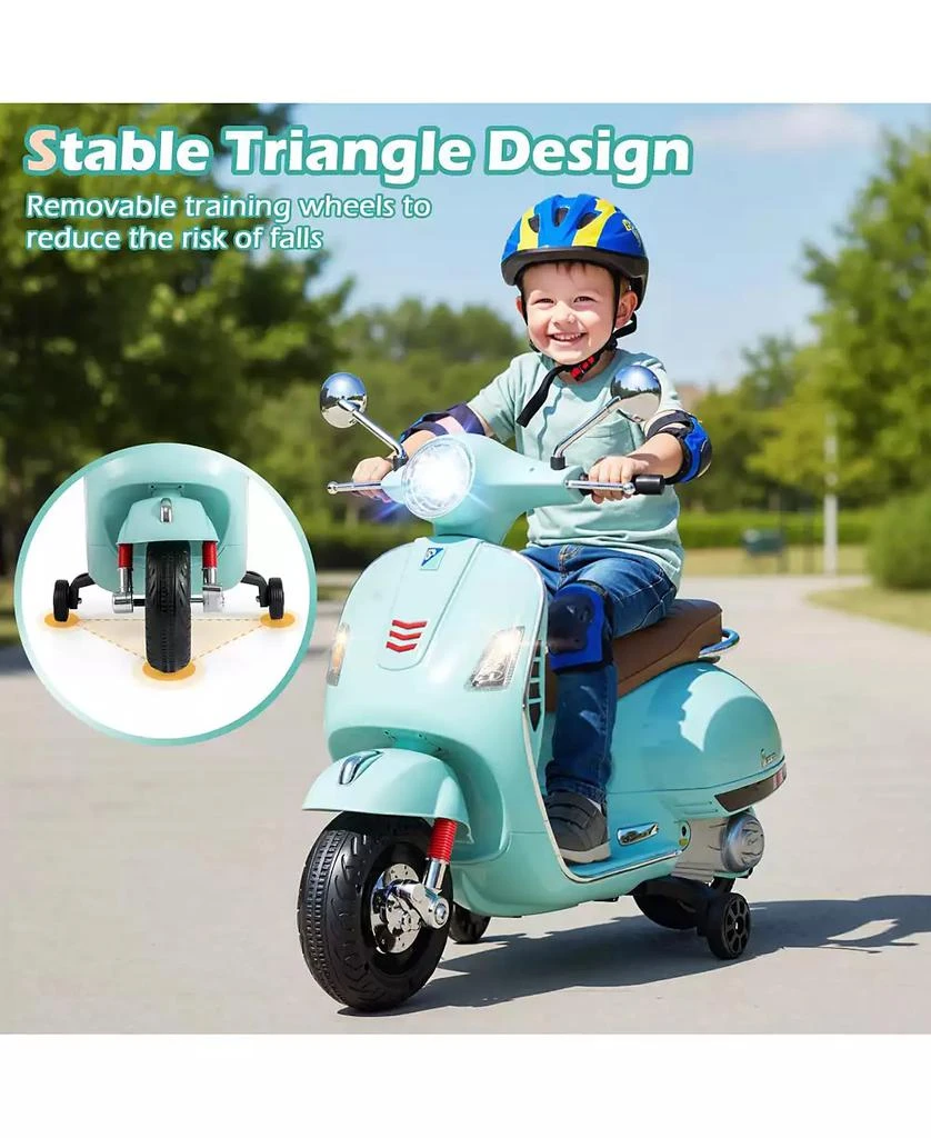 Mecale 12V Kids Electric Motorcycle Licensed VESPA with Music and Training 9