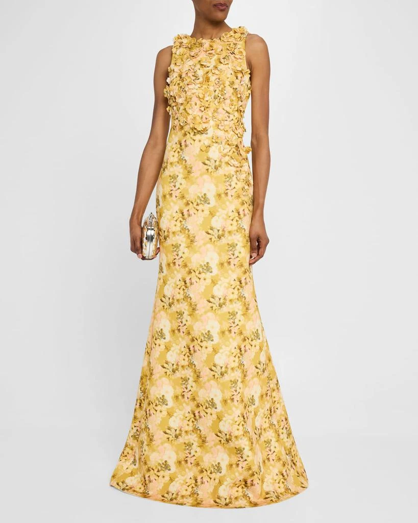 Badgley Mischka Floral-Print Scuba Trumpet Gown 4