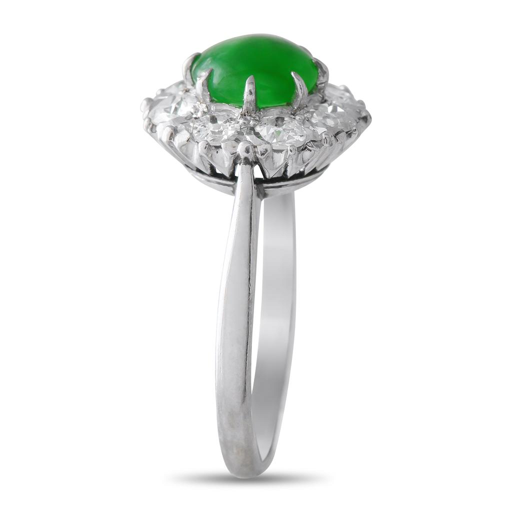 LB Exclusive Platinum 0.70ct Diamond and Jade Ring MF15-051425