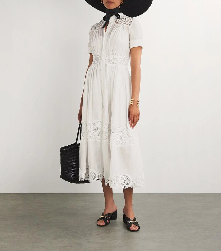 white lace maternity dresses HATCH Collection The Floral Crochet Dress in Tan