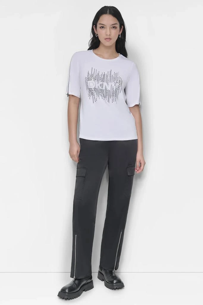 DKNY ZIP SLEEVE CRYSTAL TEE 3