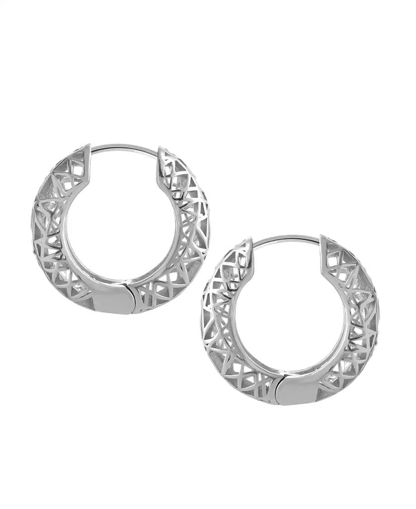 Essentials Open Lace Hoop Earring in Silver Plate