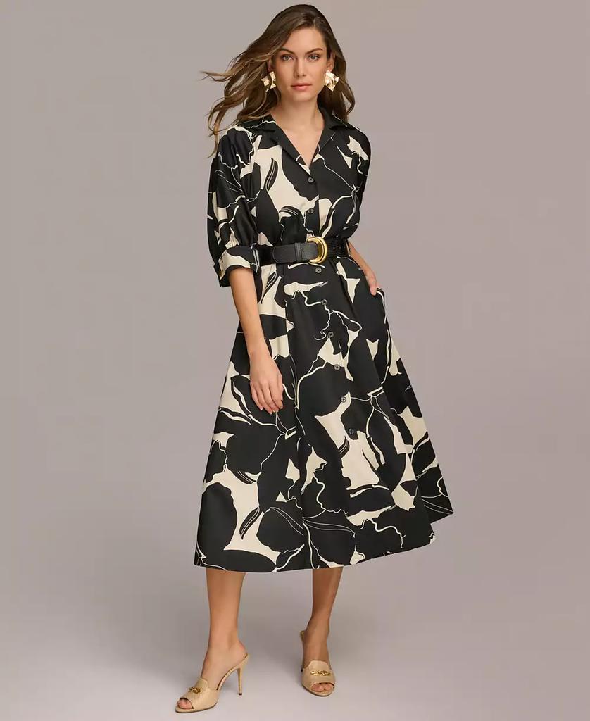 Donna Karan Petite Printed Belted Shirtdress