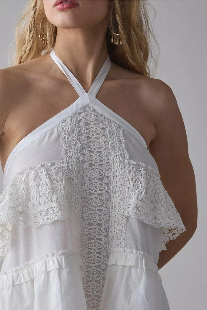 Urban Outfitters UO Danika Tiered Lace Trim Y-Neck Halter Mini Dress 3