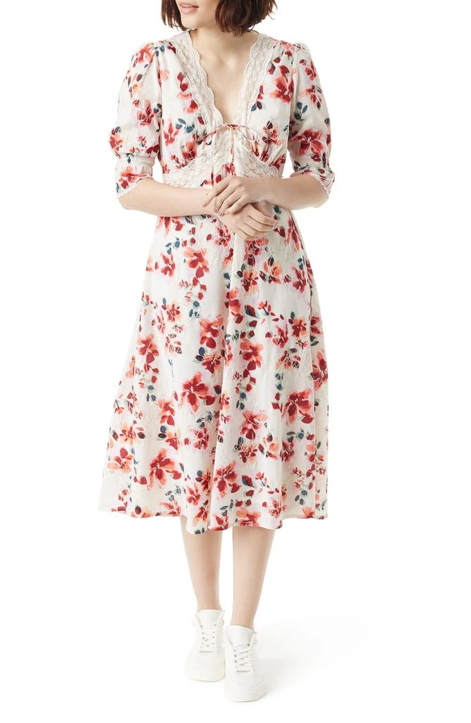 Sam Edelman Dasie Lace Detail Cotton Midi Dress 1