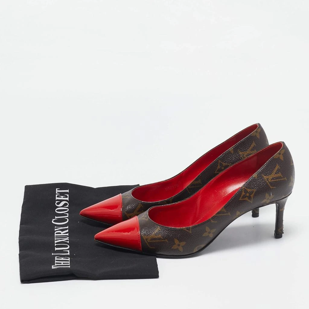 Louis Vuitton Louis Vuitton Red Patent Leather and Monogram Canvas Cherie Pumps Size 38 9