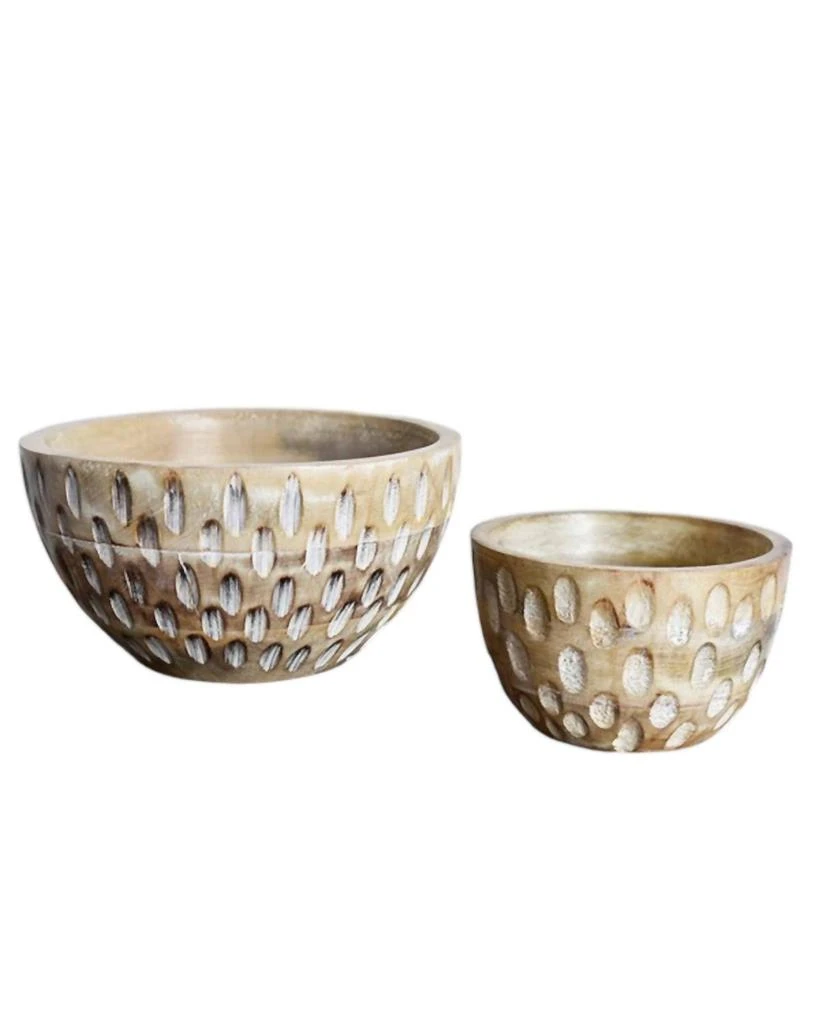 PD Home & Garden Pd Home & Garden - Carved Wooden Bowl