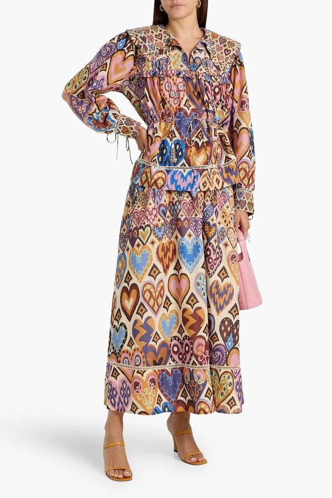 Farm Rio Printed cotton-voile midi skirt 2