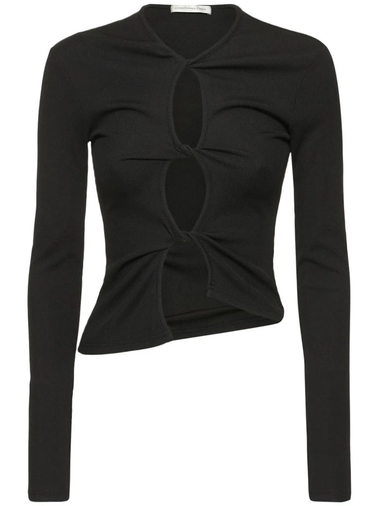 Christopher Esber Front Knot Long Sleeve Jersey Top 1