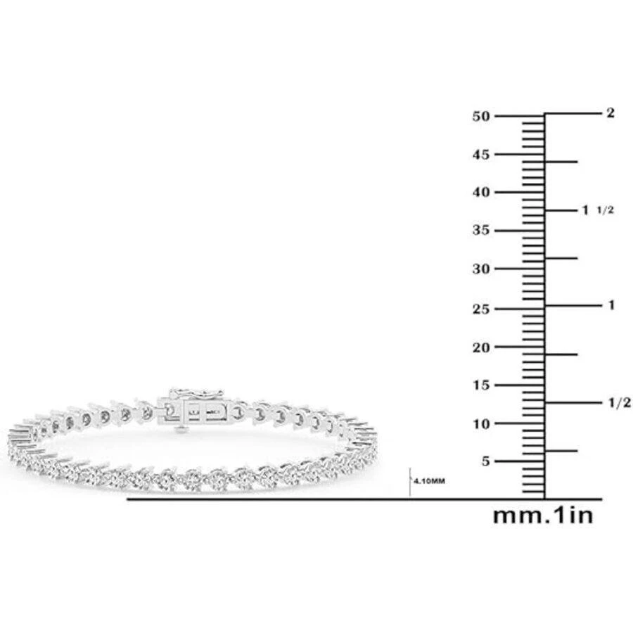 Brilliant Diamond 2 Carat Round Lab Grown Diamond Tennis Bracelet in 14K White Gold 3