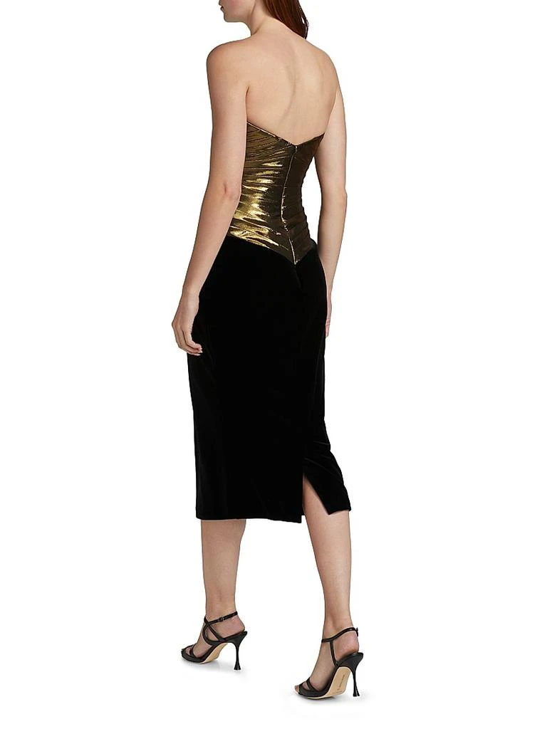 Sergio Hudson Metallic Pleated Pencil Midi-Dress 5