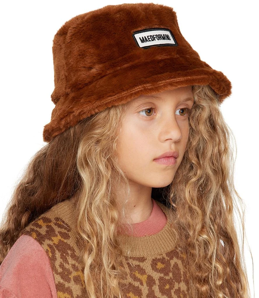 maed for mini Kids Brown Fuzzy Falcon Bucket Hat 2