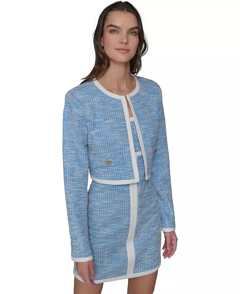 Karl Lagerfeld Paris Women's Contrast-Trim Tweed Cropped Jacket 1