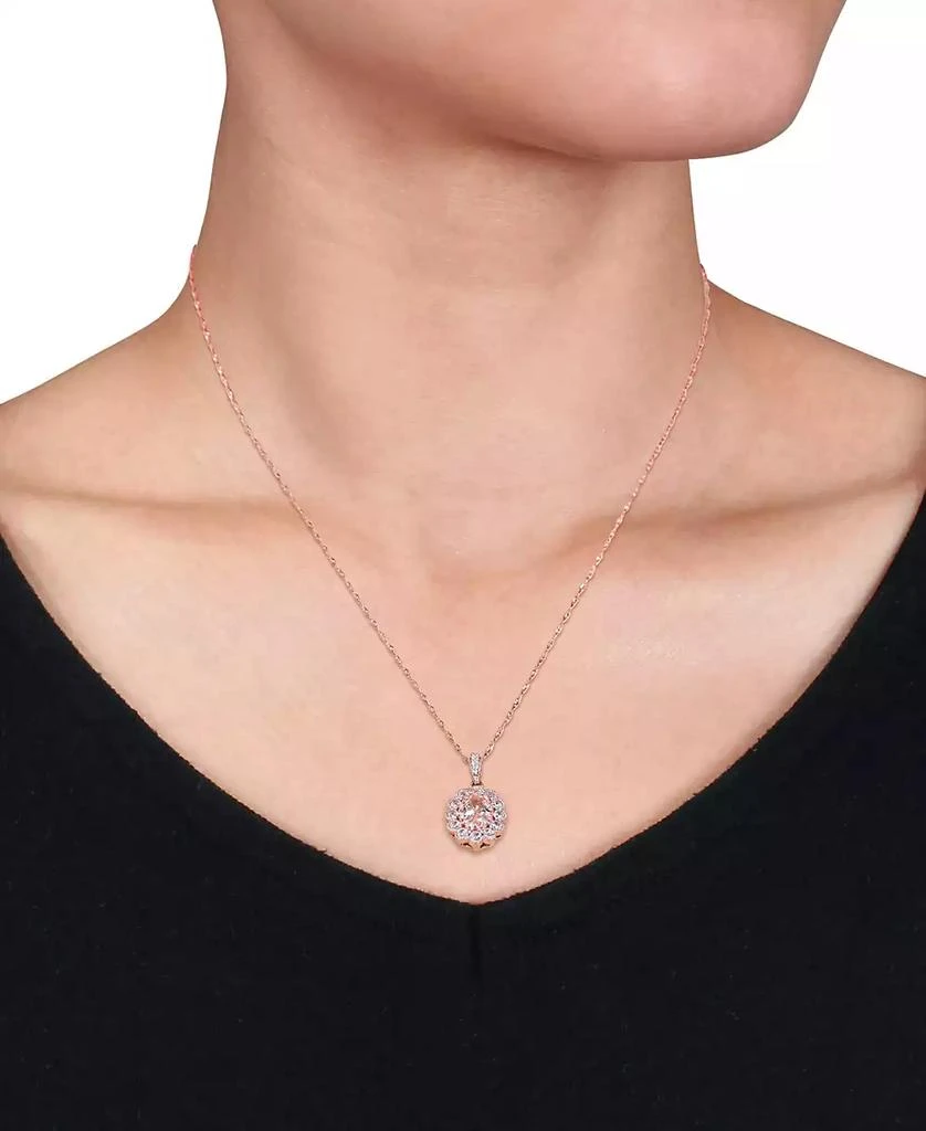 Macy's Morganite (3/4 ct. t.w.) White Sapphire (5/8 ct. t.w.) and Diamond (1/10 ct. t.w.) Floral 17" Necklace in 10k Rose Gold 2