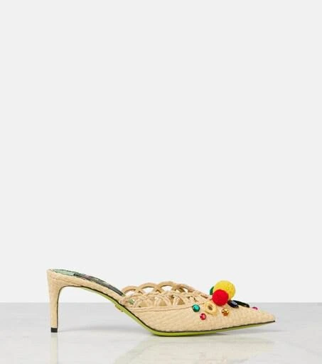 Pointy 60 embellished raffia mules – On Sale Now with Up to 31% Off ...