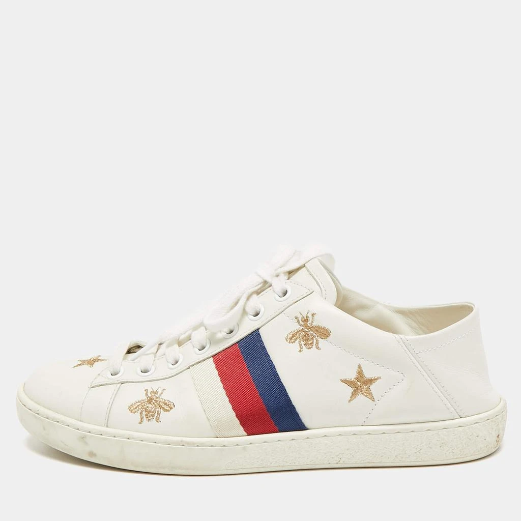 Gucci Gucci White Leather Star and Bee Embroidered Ace Sneakers Size 36 1