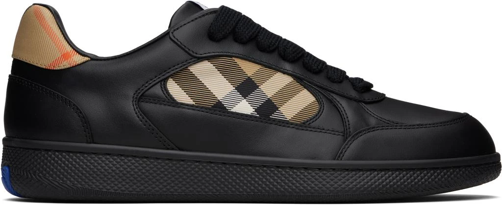 Black Leather & Check Terrace Sneakers​ – On Sale Now with  display picture 1
